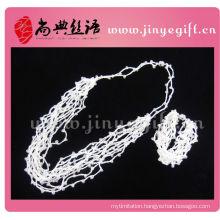 Chinese Jewelry Style Crochet Knotted Multi Strand Coral Necklace